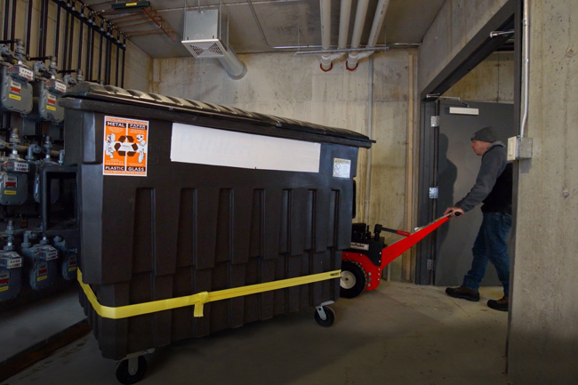 Powered Dumpster Mover by Power Pusher