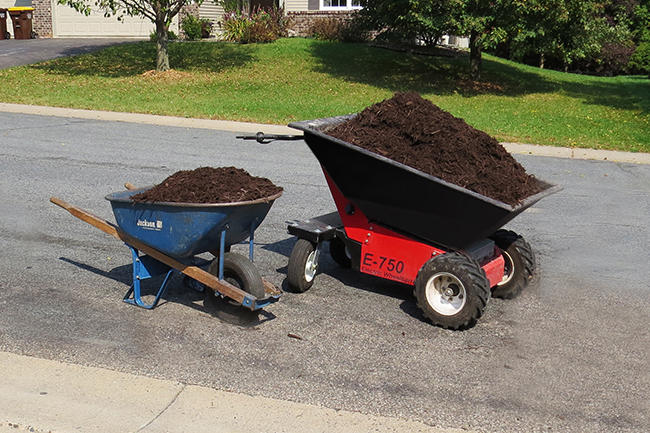 Motorized Wheelbarrow for Landscaping, Demolition and Cement Work